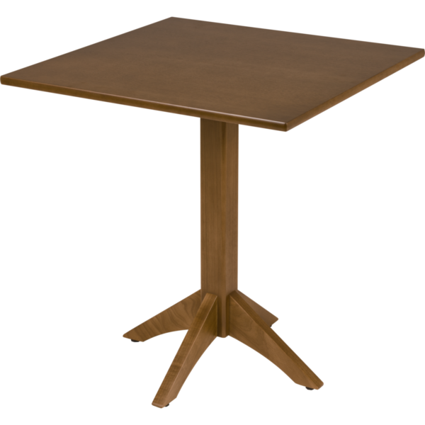 London 70 cm square pedestal table in almond-colored Tauari wood, seats 4