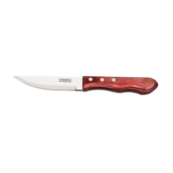 Tramontina Polywood 5 Inches Jumbo Steak Knife with Stainless Steel Blade and Red Treated Wood Handle