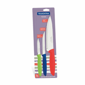 Tramontina Plenus 3 Pieces Knives Set with Stainless Steel Blade and Multicolor Polypropylene Handle