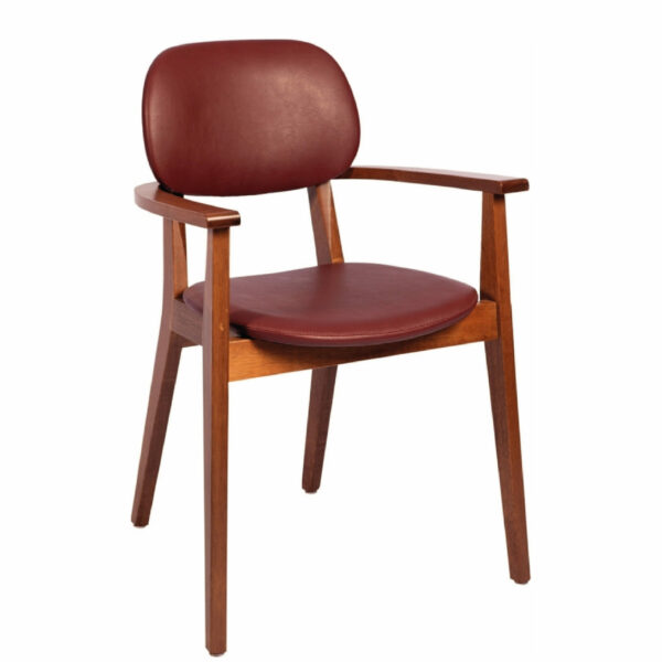 Piazza London Tauari wood chair with arms, almond varnish finish