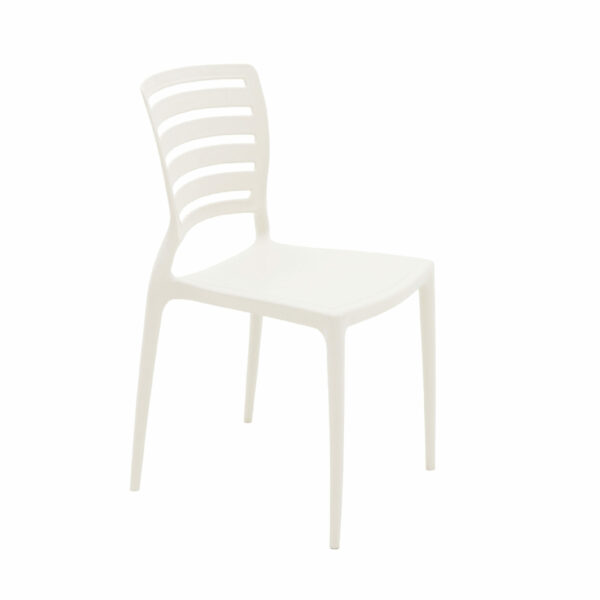 Tramontina Sofia Beige Polypropylene and Fiberglass Horizontal Slat Chair