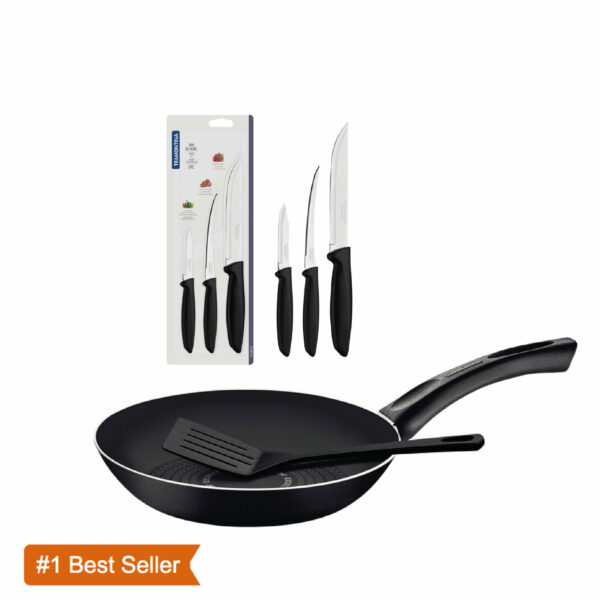 4 item ! Cutlery set 3 pcs +26 Cm Frying Pan With Spatula