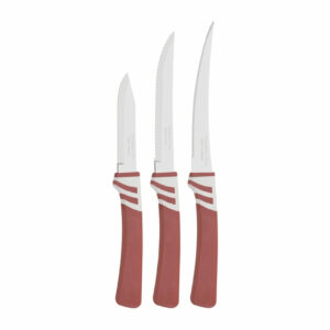 Tramontina Amalfi 3 Pieces Knives Set with Stainless Steel Blades and Red Polypropylene Handles