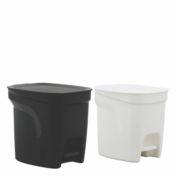 Tramontina Compact 2-Pieces 7L Black and White Polypropylene Trash Bin with Galvanized Steel Rod