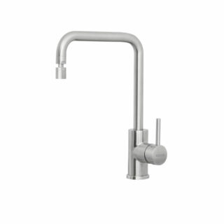 Tramontina mono stainless steel mixer faucet with Scotch Brite finish and articulated spout