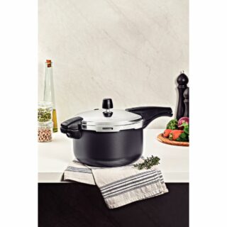 Vancouver Graphite Aluminum Pressure Cooker with Interior and Exterior Starflon Max Nonstick Coating, 24 cm, 6 L