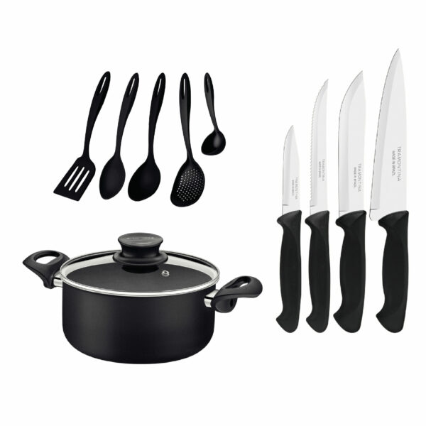 4 pcs Cutlery Set Usual-black nylon utensil set, 5 pc set-24Cm Casserole Paris Plus