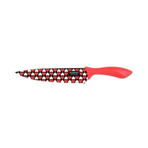 Tramontina Colorcut 8 Inches Meat Knife with Stainless Steel Decorated Blade and Red Polypropylene Handle