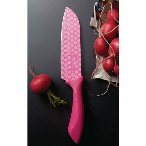 Tramontina Colorcut 7 Inches Cook Knife with Stainless Steel Decorated Blade and Pink Polypropylene Handle