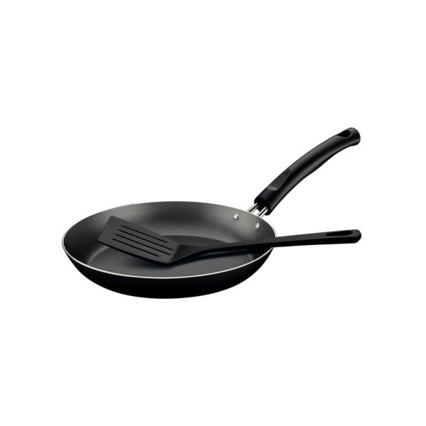 Tramontina Chelsea Aluminum Frying Pan with Interior Starflon Max PFOA Free Nonstick Coating and Exterior Black Silicon Coating with Spatula