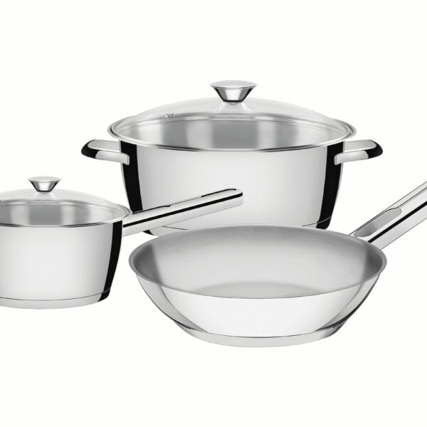 Allegra stainless steel cookware set with tri-ply base, 3 pc set