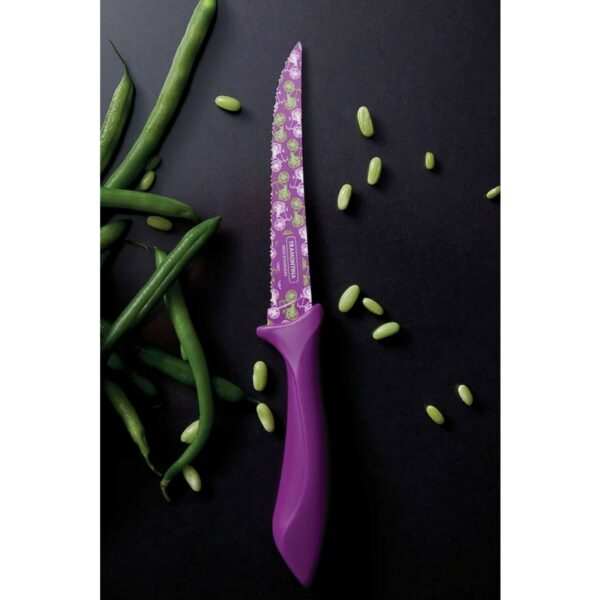Tramontina Colorcut 5 Inches Utility Knife with Stainless Steel Decorated Blade and Purple Polypropylene Handle