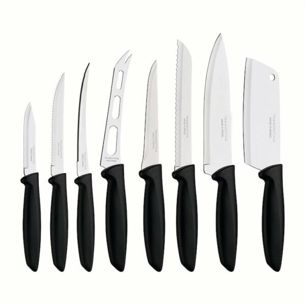 Tramontina Plenus 8 Pieces Knife Set with Stainless Steel Blades and Black Polypropylene Handles