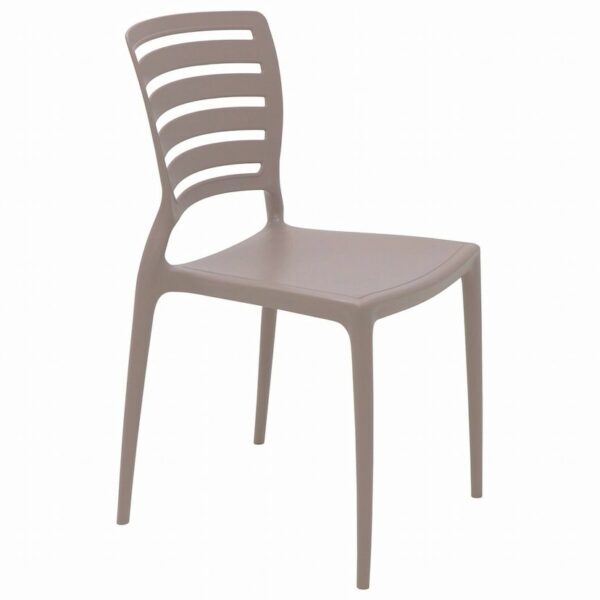 Tramontina Sofia Taupe Polypropylene and Fiberglass Chair With Horizontal Backrest