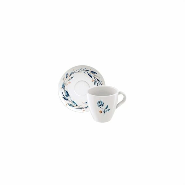 Tramontina Ana Flor 200ml Decorated Porcelain Tea Cup and Saucer Set