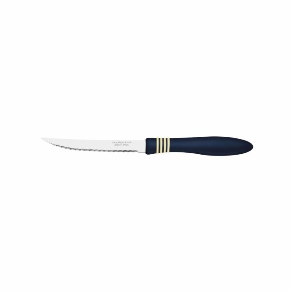 Tramontina Cor&Cor 2 Pieces Steak Knife Set with Stainless Steel Blade and Dark Blue Polypropylene Handle