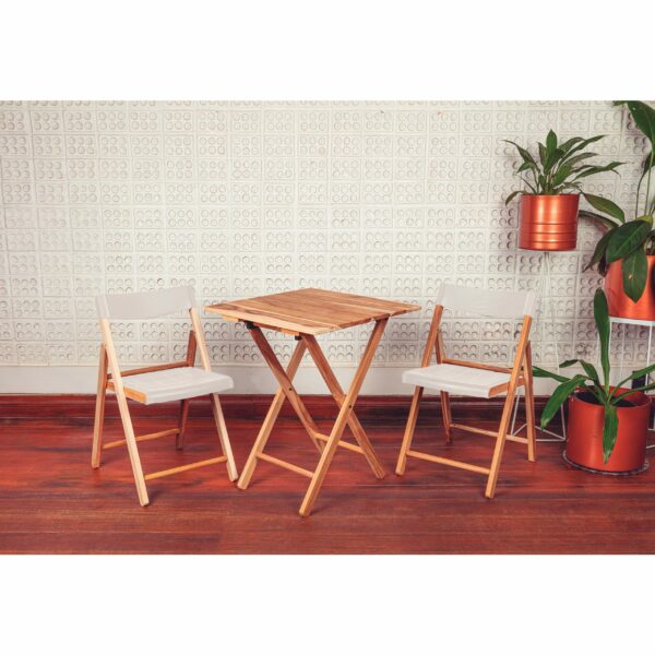Tramontina Potenza 3 Pieces White Foldable Table and Chairs Set in Wood and Polypropylene