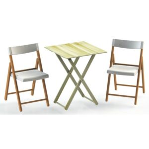 Tramontina Potenza 3 Pieces White Foldable Table and Chairs Set in Wood and Polypropylene
