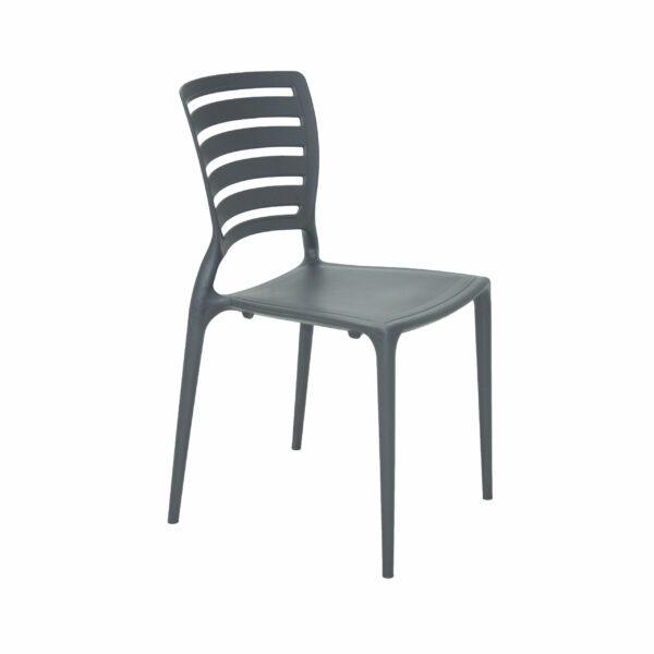 Tramontina Sofia Graphite Polypropylene and Fiberglass Chair With Horizontal Backrest