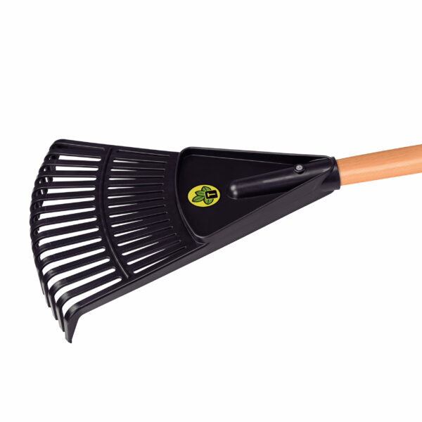 Tramontina 15 Teeth Black Polypropylene Garden Leaf Rake with 120cm Varnished-finish Wood Handle